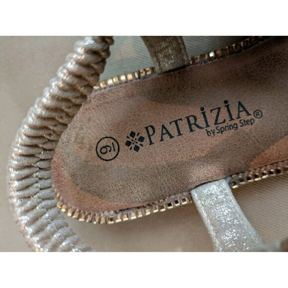 Sz 9 Patrizia Spring Step Soft Gold Charmer Sandals T-Strap Crystal Strap Jewels - Picture 8 of 9